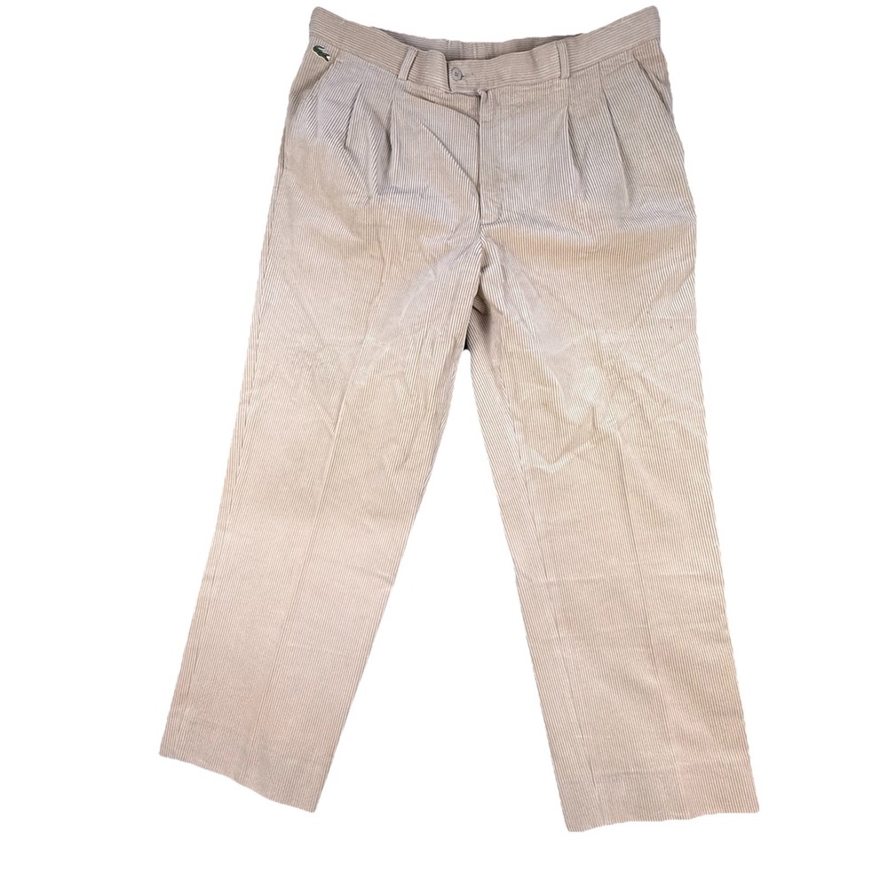 Vintage 80s Lacoste Chemise Corduroy Chino Pants Size 48 (36x30)  Beige Straight